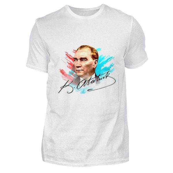 Atatürk ve İmza Sulu Boya Tişört